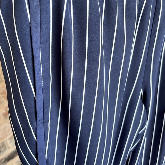 J Crew Tulip Ankle Navy White Stripe Contrast Seam Cropped Pants Elastic Waist - Picture 5 of 13